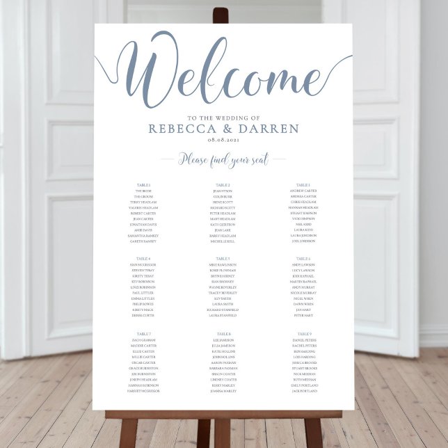 Dusty Blue Wedding Seating Chart (Creator Uploaded)