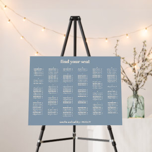 Dusty Blue Wedding Seating Chart Alphabetical Foam Board