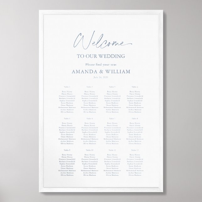 Dusty Blue Wedding Seating Chart | Minimalist (Framed Front)