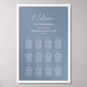 Dusty Blue Wedding Seating Chart Minimalist