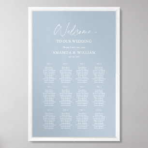 Dusty Blue Wedding Seating Chart   Minimalist