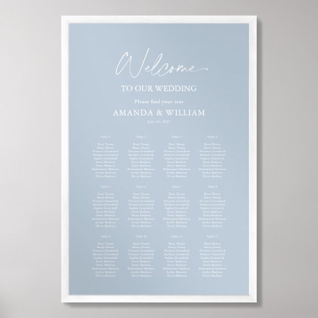Dusty Blue Wedding Seating Chart | Minimalist (Framed Front)
