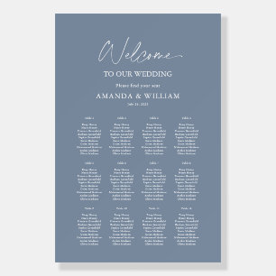 Dusty Blue Wedding Seating Chart   Minimalist Foam Board