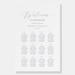 Dusty Blue Wedding Seating Chart   Minimalist Foam Board
