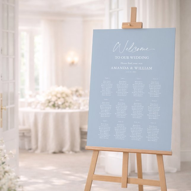 Dusty Blue Wedding Seating Chart | Minimalist Foam Board (Creator Uploaded)