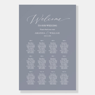 Dusty Blue Wedding Seating Chart Minimalist Foam Board