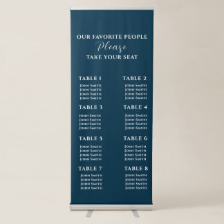 Dusty Blue Wedding Seating Chart Retractable Banner
