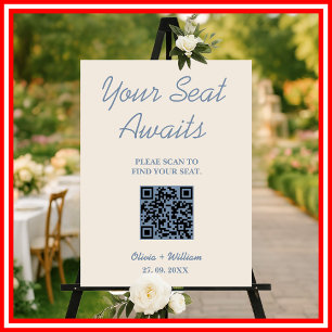Dusty Blue Wedding   Seating Chart Sign