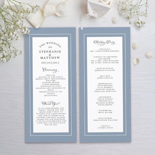 Dusty Blue Wedding Service Ceremony Elegant Program