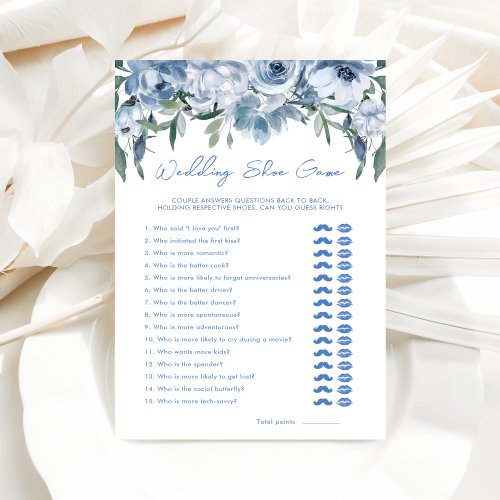 Dusty Blue Wedding Shoe Bridal Shower Game Card