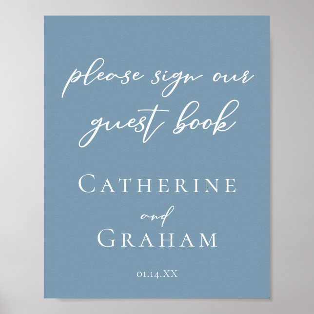 Dusty Blue Wedding Sign Our Guest Book Poster (Front)