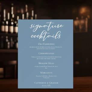 Dusty Blue Wedding Signature Cocktails Menu Foam Board