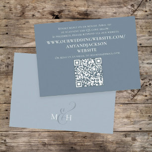 Dusty Blue Wedding Simple Minimal QR Code Website Enclosure Card