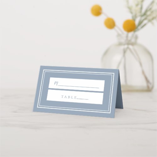 Dusty Blue Wedding Simple Modern Minimalist Guest Place Card