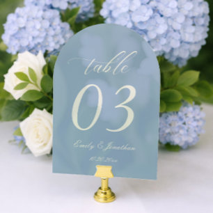 Dusty Blue Wedding Table Number Acrylic