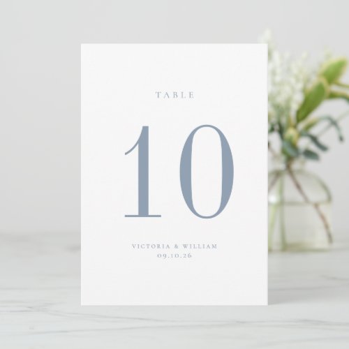 Dusty Blue Wedding Table Number Card