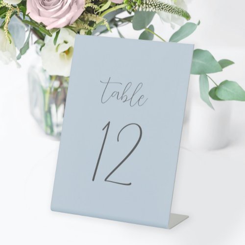 Dusty Blue Wedding Table Number Pedestal Sign