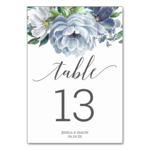 Dusty Blue Wedding Table Numbers Double Sided