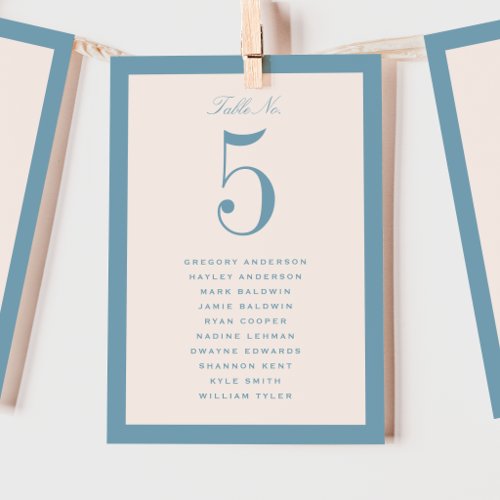 Dusty Blue Wedding Table Seating Chart Card