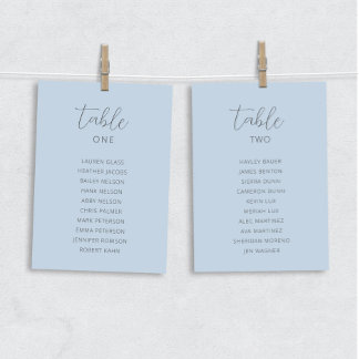 Dusty Blue Wedding Table Seating Chart Cards