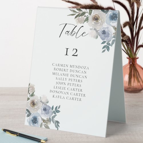 Dusty Blue Wedding Table Seating Chart Elegant Table Tent Sign