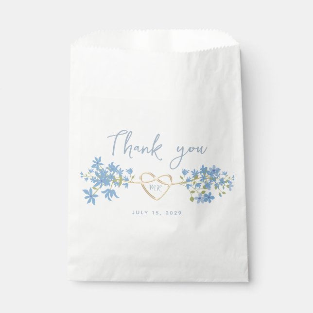 Dusty Blue Wedding Thank You Favor Bag (Front)