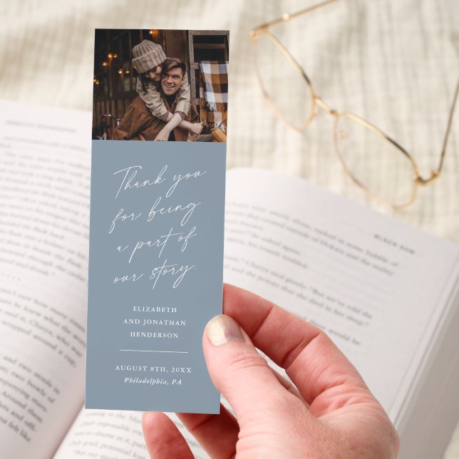 Dusty Blue Wedding Thank You Favor  Bookmarks (Hand)