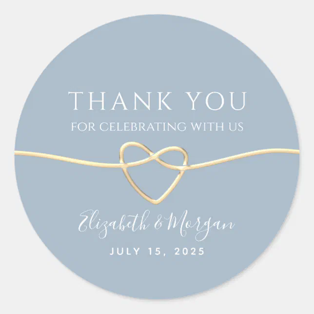 Dusty Blue Wedding Thank You Favor Classic Round Sticker | Zazzle