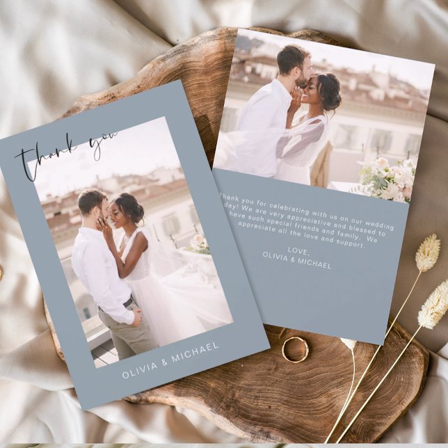 Dusty Blue Wedding Thank You Photo Minimalist (Creator Uploaded)