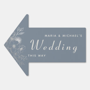 Dusty Blue Wedding This Way Arrow Sign
