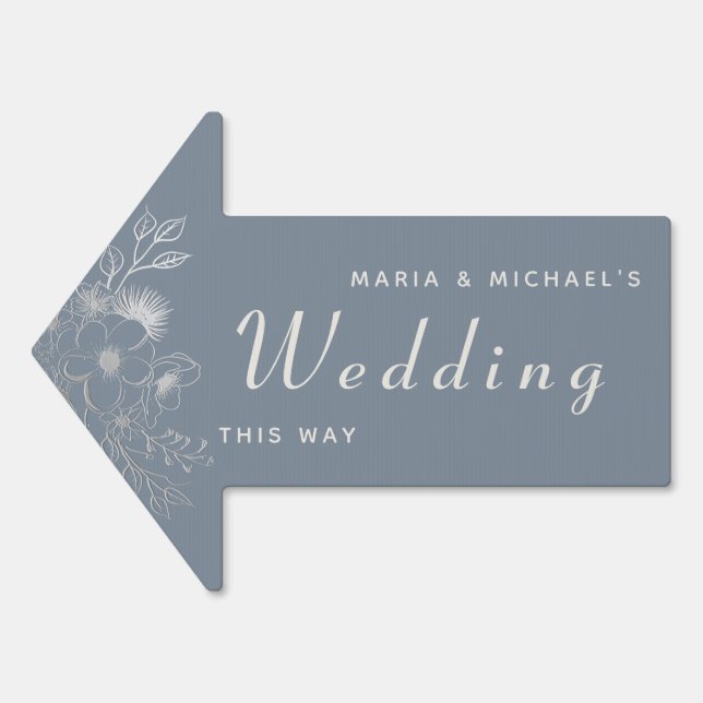 Dusty Blue Wedding This Way Arrow Sign (Front)
