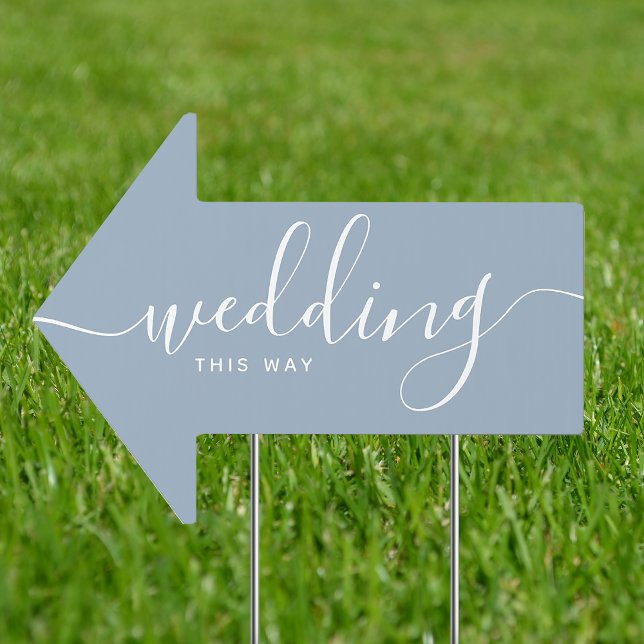 Dusty Blue Wedding This Way Direction Sign (Creator Uploaded)
