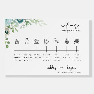 Dusty Blue Wedding Timeline Foam Board