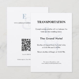 Dusty Blue Wedding Transportation Detail Card | QR