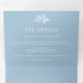 Dusty Blue Wedding Tri-Fold Invitations RSVP (Inside First)