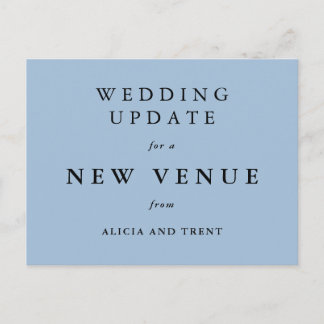 Dusty Blue Wedding Venue Change Update Card