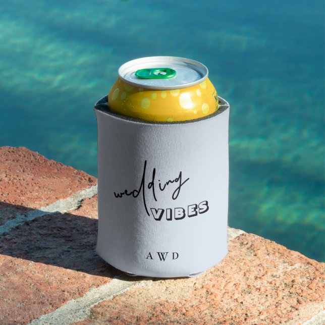Dusty Blue Wedding Vibes Can Cooler (In Situ Pool)