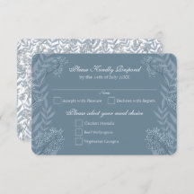 Dusty Blue Wedding Vintage Botanical RSVP