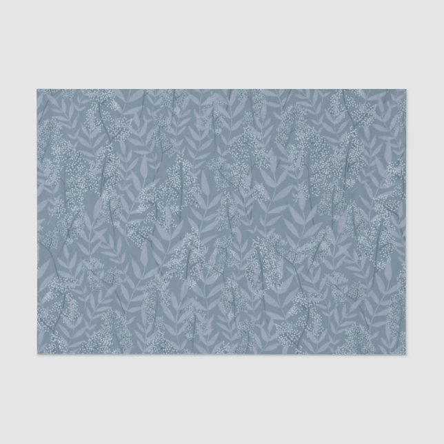 Dusty Blue Wedding Vintage Botanical Tissue Paper (Front)