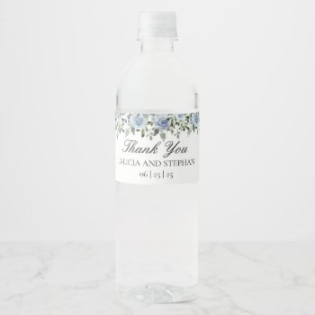Dusty Blue Wedding Water Bottle Labels by AnnounceIt at Zazzle
