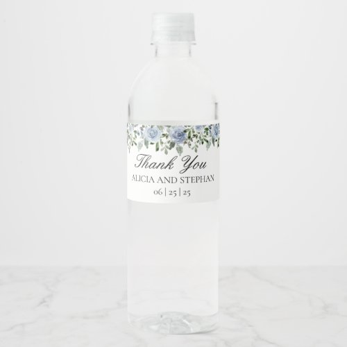 Dusty Blue Wedding Water Bottle Labels