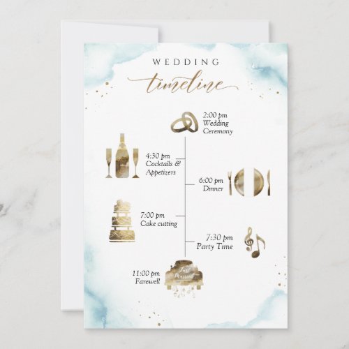 Dusty Blue Wedding Welcome and Timeline Card