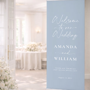 Dusty Blue Wedding Welcome Banner 