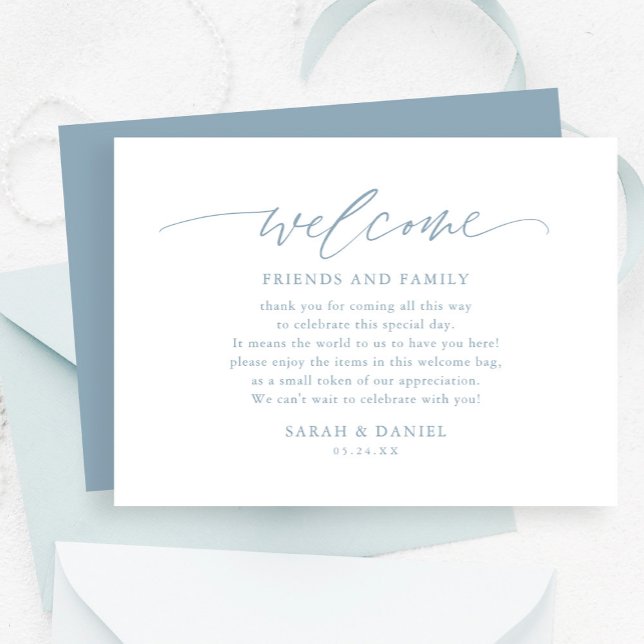 Dusty Blue Wedding Welcome Gift Bag Place Cards (Creator Uploaded)