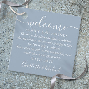 Dusty Blue Wedding Welcome Gift Basket Thank You Favor Tags