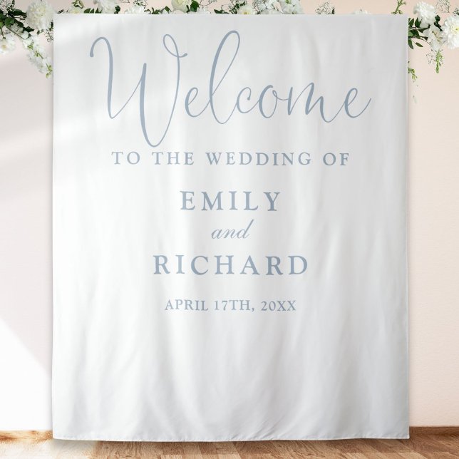 Dusty Blue Wedding Welcome Photo Backdrop (Dusty Blue Wedding Welcome Photo Backdrop)
