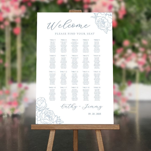 Dusty Blue Wedding Welcome Seating Chart Foam Board (Creator Uploaded)