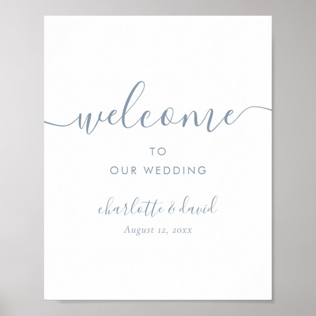 Dusty Blue Wedding Welcome Sign (Front)