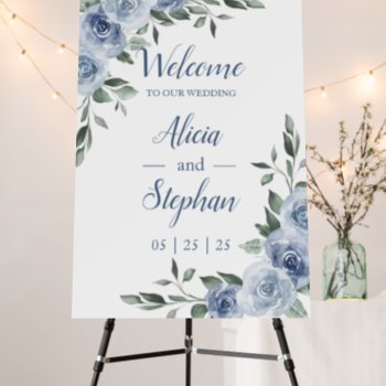 Dusty Blue Wedding Welcome Sign by AnnounceIt at Zazzle