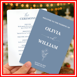 Dusty Blue Wedding Wildflower Program